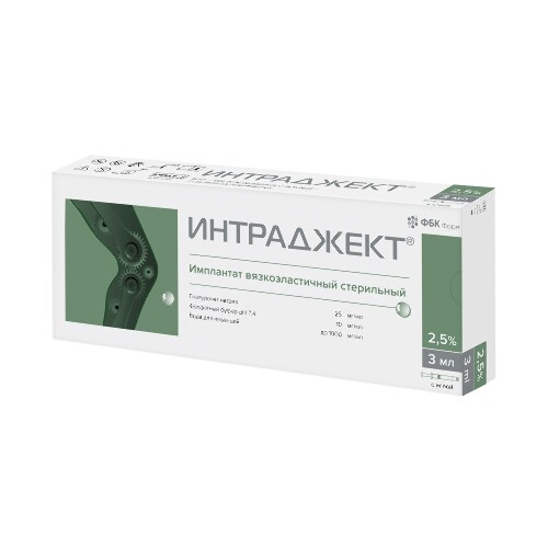 Интраджект имплантат вязкоэластичный на основе гиалуроновой кислоты contipro 2,5% 3 мл 1 шт. шприц 3 мл