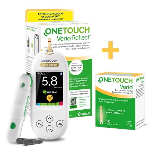 Набор глюкометр One Touch Verio Reflect + тест-полоски One Touch Verio ...