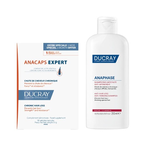 Набор DUCRAY: ANAPHASE ШАМПУНЬ ПРОТИВ ХРОНИЧЕСКОГО ВЫПАДЕНИЯ И ИСТОНЧЕНИЯ ВОЛОС 200МЛ + АНАКАПС ЭКСПЕРТ N90 КАПС ПО 569МГ