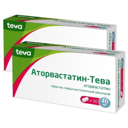 Купить Аторвастатин-тева 40 мг 30 шт. таблетки, покрытые пленочной оболочкой цена
