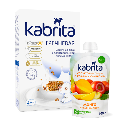 Набор KABRITA каша гречневая 180,0 + KABRITA пюре фруктовое с козьими сливками Манго