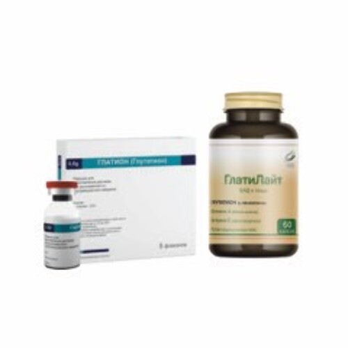 Набор из 1 уп ГЛАТИЛАЙТ N60 КАПС ПО 0,545Г и 1 уп ГЛАТИОН 0,6 N5 ФЛАК ЛИОФИЛИЗ ПОР Д/Р-РА В/В В/М по спец.цене