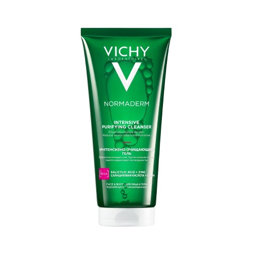 Vichy normaderm гель интенсивно очищающий для умывания для лица и тела 200 мл