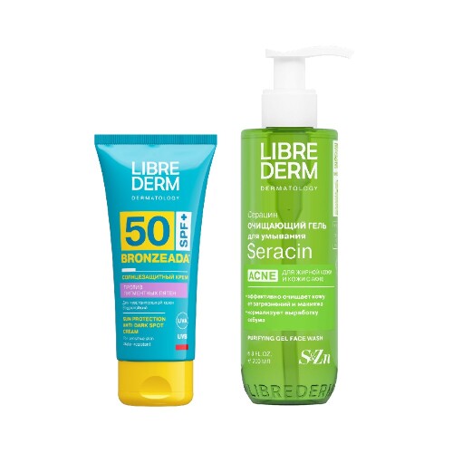 Набор ЛИБРИДЕРМ: солнцезащитный крем для лица против пигментных пятен SPF50 + очищающий гель для умывания