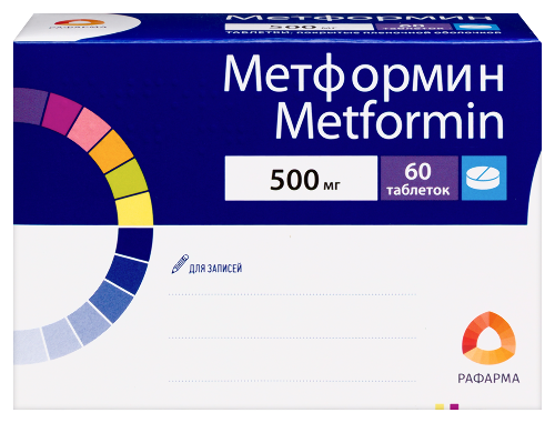 Метформин 500 мг 60 шт. таблетки, покрытые пленочной оболочкой