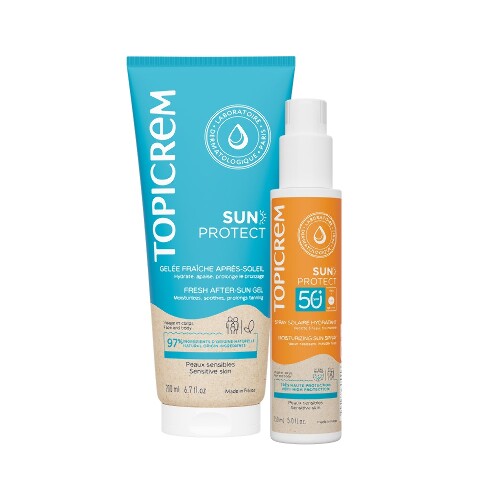 Набор Топикрем Sun Protect Спрей солнцезащитный SPF50+ 150 мл + Желе после загара освежающее 200 мл