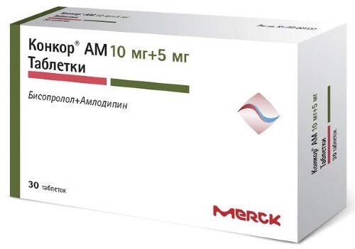 Купить Конкор ам 10 мг + 5 мг 30 шт. таблетки цена