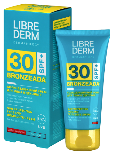 Librederm bronzeada солнцезащитный крем для лица и декольте spf 30 50 мл