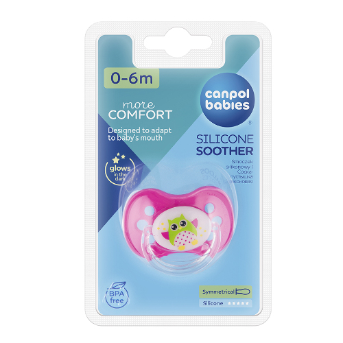 CANPOL BABIES СОСКА-ПУСТЫШКА СИЛИКОНОВАЯ СИММЕТРИЧНАЯ OWL 0-6 РОЗОВЫЙ