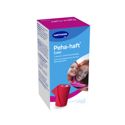 Бинт peha-haft color 10 смх4 м/красный когезивный эластичный фиксирующий
