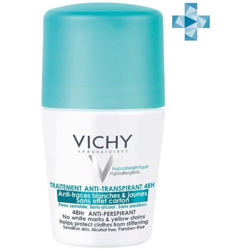 Купить Vichy deodorants шариковый дезодарант против белых и желтых пятен 50 мл цена