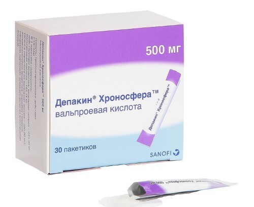 Депакин хроносфера 500 мг 30 шт. пакет гранулы с пролонгированным высвобождением