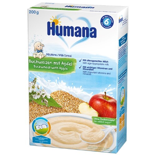 Купить Humana каша молочная гречневая с яблоком с 6 мес 200 гр цена