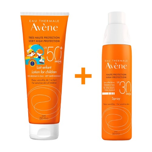Набор AVENE СОЛНЦЕЗАЩИТНОЕ ДЕТСКОЕ МОЛОЧКО SPF50+ 250МЛ + AVENE СПРЕЙ СОЛНЦЕЗАЩИТНЫЙ SPF30 200МЛ