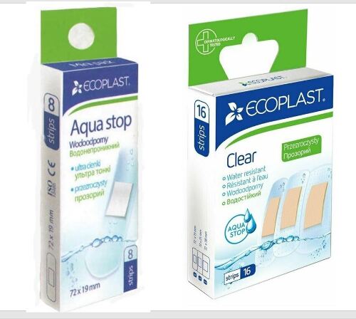 Набор ECOPLAST НАБОР ПЛАСТЫРЕЙ МЕД ПЛЕН AQUA STOP N8 + ECOPLAST НАБОР ПЛАСТЫРЕЙ МЕД ПОЛИМЕР CLEAR N16 со скидкой
