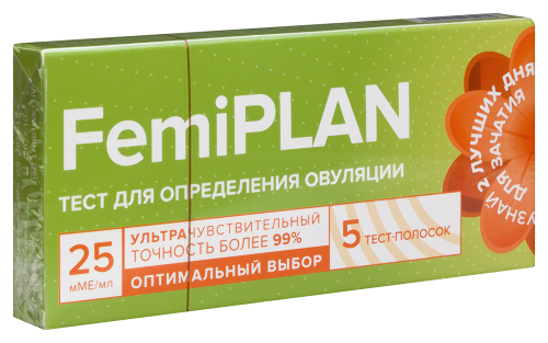 Femiplan тест для определения овуляции чувствительностью 25 мМе/мл 5 шт.