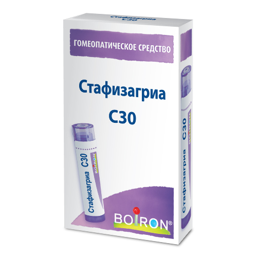 Купить Стафизагриа c30 гомеопатический монокомпонентый препарат растительного происхождения 4 гр гранулы гомеопатические цена