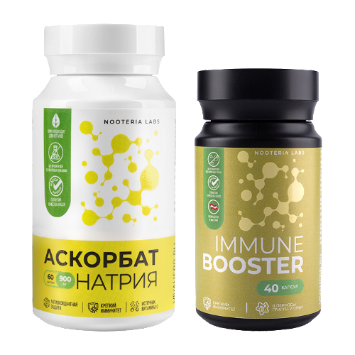 Набор NOOTERIA LABS: АСКОРБАТ НАТРИЯ N60 капс + ИММУНЕ БУСТЕР N40 капс, со скидкой