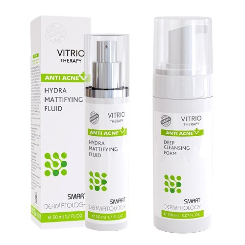 Набор VITRIO THERAPY для проблемной и жирной кожи: эмульсия увлажняющая матирующая + пенка очищающая