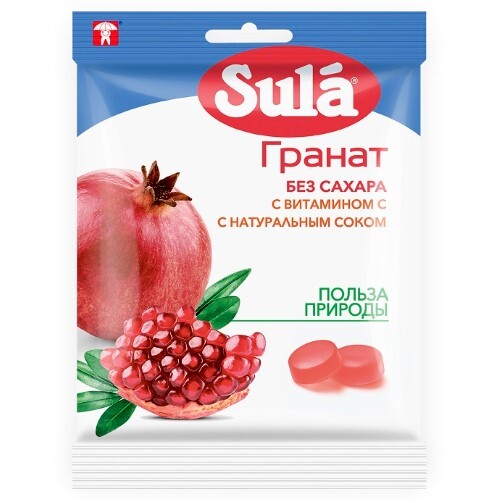 Леденцы sula без сахара 60 гр/гранат/