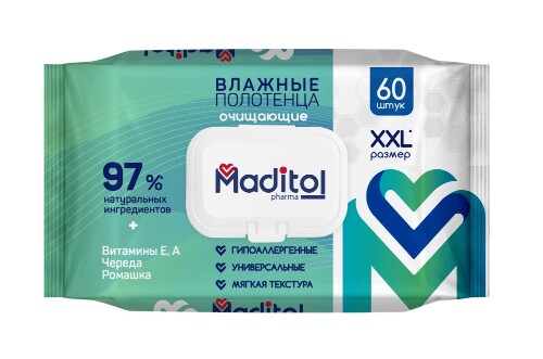 Maditol pharma полотенца влажные очищающие 60 шт.