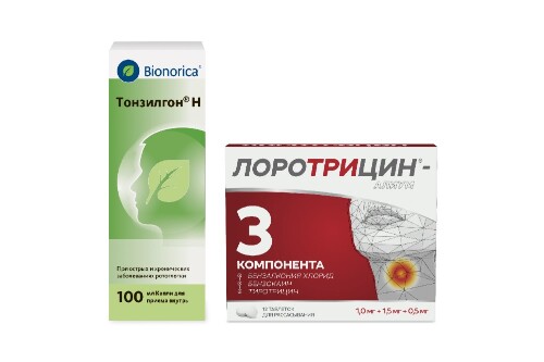 Набор Тонзилгон Н капли 100мл + Лоротрицин со скидкой