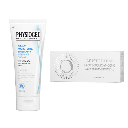 Набор PHYSIOGEL DAILY MOISTURE THERAPY КРЕМ Д/СУХОЙ И ЧУВСТВИТЕЛЬНОЙ КОЖИ ИНТЕНСИВ УВЛАЖ 100МЛ + Aristoderm® Proteoglicanos-C 2м