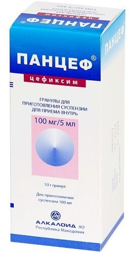 Панцеф 100 мг/5 мл 1 шт. флакон гранулы для приготовления суспензии 53 мл