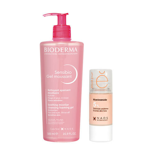 Набор Bioderma Sensibio Очищающий гель для чувствительной кожи 500 мл + Etat Pur Сыворотка с ниацинамидом 5% 15 мл