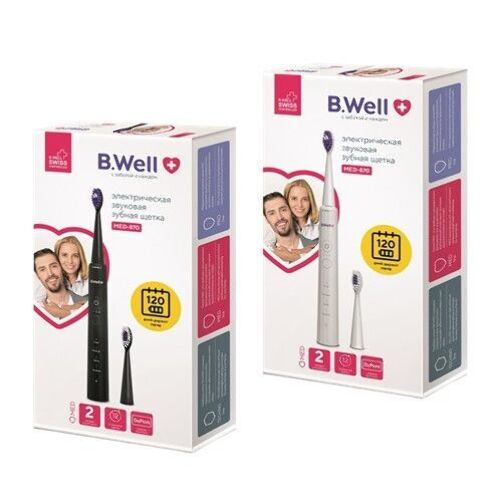 Набор B well зубная щетка звуковая электрическая med-870/белая + черная
