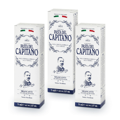 Набор 3=2 PASTA DEL CAPITANO 1905 ЗУБНАЯ ПАСТА ОТБЕЛИВАЮЩАЯ С ЗАПАТЕНТОВАННОЙ МОЛЕКУЛОЙ 75МЛ