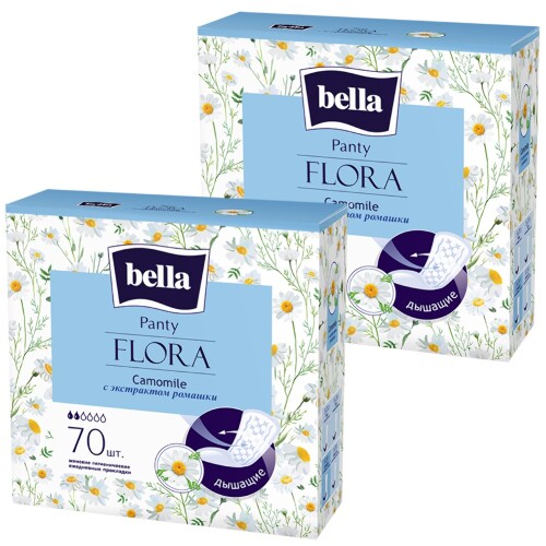 Набор Bella прокладки ежед panty flora camomile с экстрактом ромашки n70  из 2 уп со скидкой