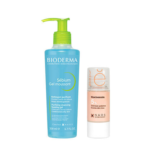 Набор Bioderma Sebium Очищающий гель 200 мл + Etat Pur Сыворотка с ниацинамидом 5% 15 мл