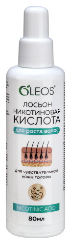 Oleos лосьон никотиновая кислота для роста волос для чувствительной кожи головы 80 мл