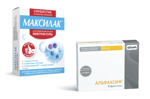 Набор для нормализации кишечной микрофлоры Альфаксим таб. 200 мг. №20+Максилак синбиотик капс. №10  