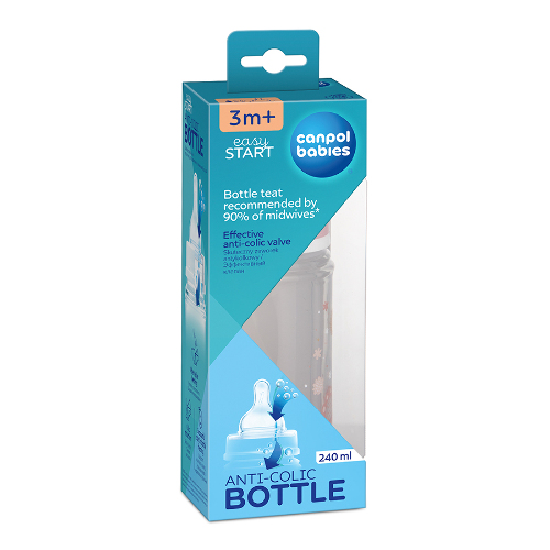 CANPOL BABIES БУТЫЛОЧКА EASYSTART АНТИКОЛИКОВАЯ NEWBORN BABY 240МЛ/РОЗОВЫЙ