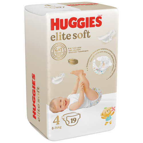 Купить Подгузники Huggies Elite Soft 8-14кг 4 размер 19шт цена