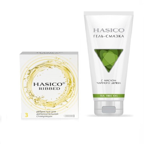 Набор из 2х средств HASICO: ПРЕЗЕРВАТИВЫ HASICO РЕБРИСТЫЕ N3+ ГЕЛЬ ...