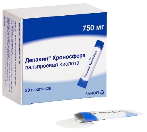 Депакин хроносфера 750 мг 30 шт. пакет гранулы с пролонгированным высвобождением