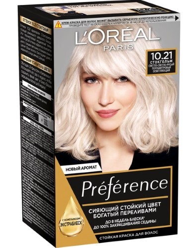 Loreal paris preference краска стойкая для волос в наборе оттенок 10.21/стокгольм/