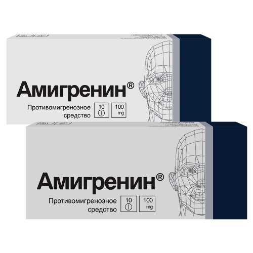 Набор «Амигренин 100 мг 10 шт. таблетки, покрытые пленочной оболочкой – 2 упаковки суматриптана по выгодной цене»