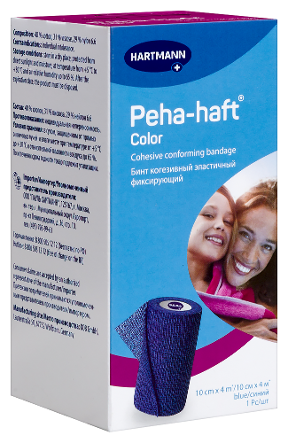 Бинт peha-haft color 10 смх4 м/синий когезивный эластичный фиксирующий