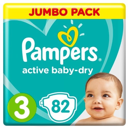 Купить PAMPERS ACTIVE BABY-DRY ПОДГУЗНИКИ РАЗМЕР 3 N82 цена