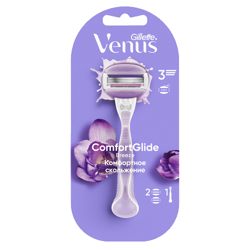 Gillette venus comfortglide breeze бритва со сменными кассетами 2 шт./с гелевыми подушечками