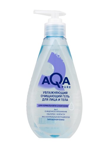Купить Aqa pure гель для лица и тела увлажняющий очищающий для нормальной и сухой кожи 250 мл цена