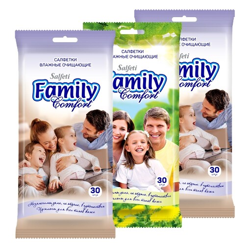 Купить Salfeti family салфетки влажные очищающие 30 шт. цена