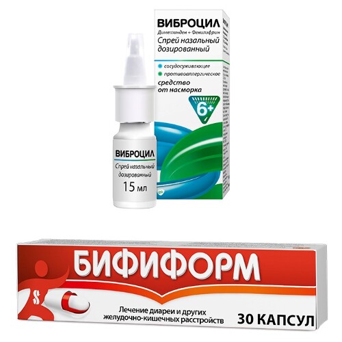 Набор БИФИФОРМ N30 КАПС + ВИБРОЦИЛ (95 ДОЗ) ФЛАК СПРЕЙ НАЗАЛЬНЫЙ со скидкой 20%