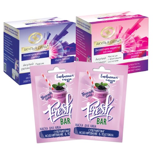 Набор подарочный Акулья сила суперлифтинг и подтяжка лица: Крем дневной + Крем ночной + 2 маски