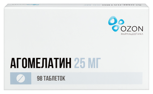 Агомелатин 25 мг 98 шт. таблетки, покрытые пленочной оболочкой