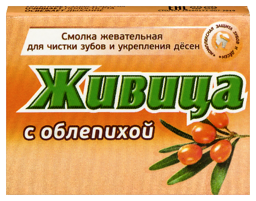 Живица смолка жевательная из смолы лиственницы 5 шт./с облепихой/